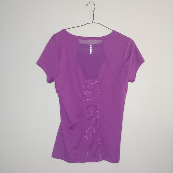 Purple, Stretchy Short Sleeve Shirt - Picture 2 of 2